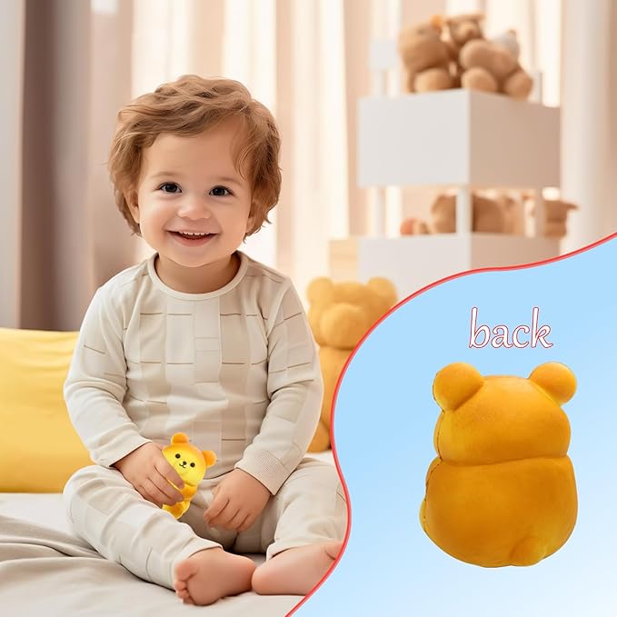 Cute Bear Squishies Toy Super Soft Slow Rising Animal Bears Bread Birthday Gift for Kids,Kawaii Stress Relief Squeeze Toy (Cute Bear Bread)