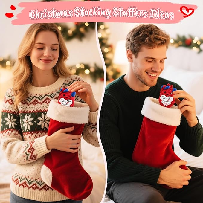 Mini Heart Love Gift for Couples Handmade Crochet I Love You Anatomical Heart for Boyfriend, Girlfriend, Husband, Wife for Anniversary, Christmas, Valentine’s Day Birthday Gift for Couples, Him,Her