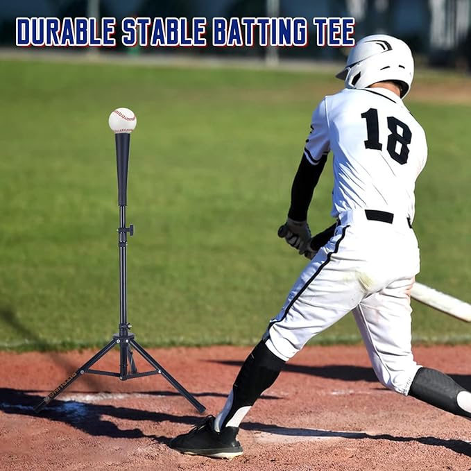 Baseball Softball Tee Batting Tee for Hitting T tee Ball Set Stand Baseball Softball Hitting Pitching Screen Net for Kids Teens Batting Net Set Training Equipment W/Carry Bag for Outdoor