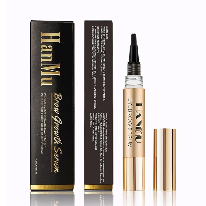 HANMU Eyebrow Growth Serum for Women & Men, Rapid Brow Enhancer, Natural Brow Growth for Thicker Fuller Longer Brows, Gentle Non-Irritating 4.5ml