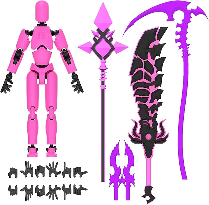Glowing Titan 13 Action Figure Set Already Assembled, T13 Action Figures with Weapons Accessories 3D Printed T 13 Lucky Robo Dummy Nova 13 Action Figures, Figura de acción t13 (Rose Red)