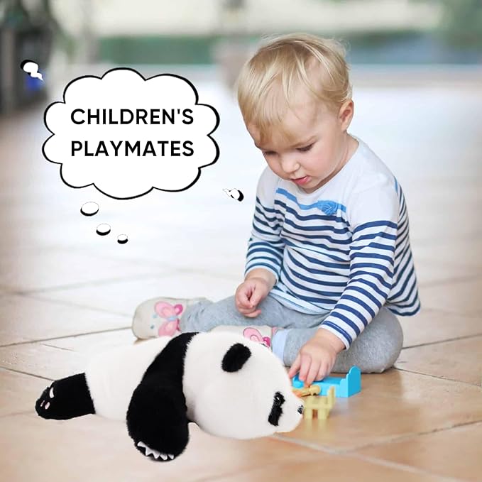 Plush Panda Stuffed Animal, Black and White Weighted Plush Pillow, 12" Soft Cuddly Toy, for Kids and Girls Birthday Christmas