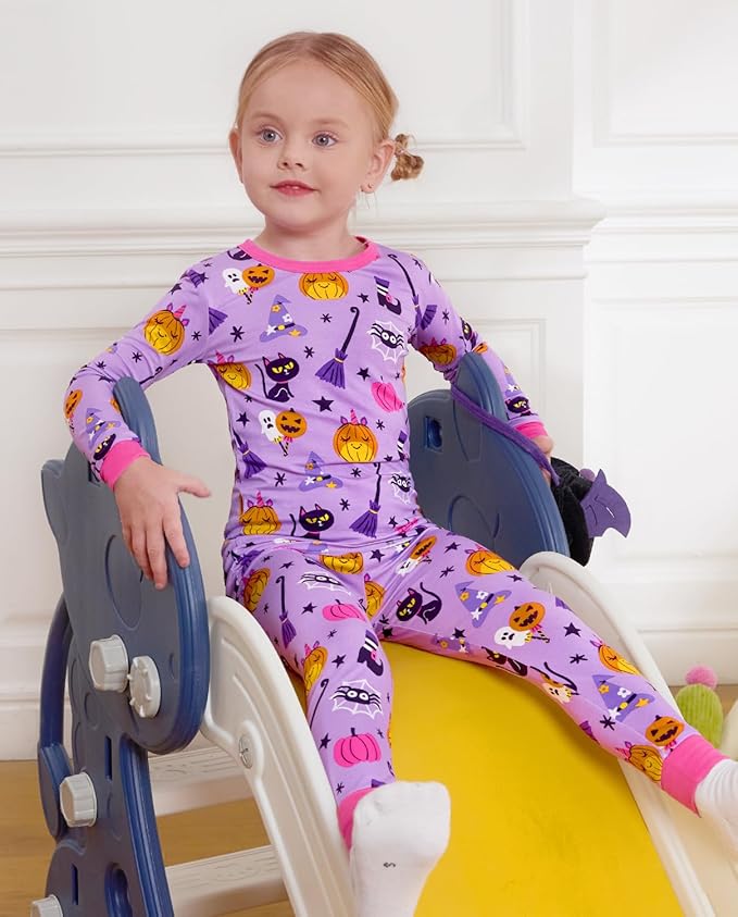 Bamboo Viscose Toddler Girls Kids Pajamas Unicorn Mermaid Pjs Long Sleeve Snug fit 12M-8Y 2pcs Soft Jammies