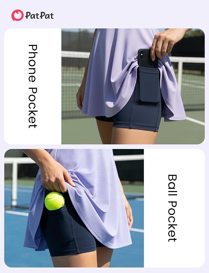 PATPAT Girls Athletic Dress Tennis Summer Outfit with Headband & Shorts | Quick-Dry RapidAir-C Fabric, Lightweight Breathable Golf Dress, Sweat-Wicking 2 Piece sets, Two Hidden Pockets