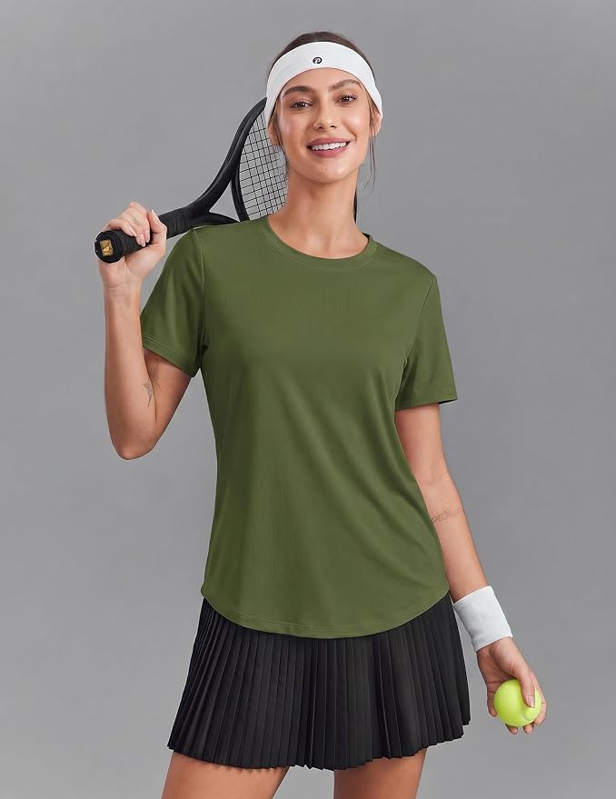 PINSPARK Soft Workout Tops for Women UPF 50+ Sun Protection Shirt Quick Dry Athletic Running Hiking Travel Basic Tee Shirts