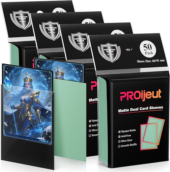 200 Pack Card Sleeves, Matte Dual Trading Card Sleeves with Opaque Back & Smooth Shuffle, Tear Resistant Card Protectors for MTG, TCG (Eucalyptus Green)