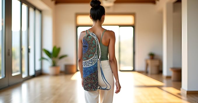 INDIAN CRAFT CASTLE Yoga Mat Bag, Full-Zipper Yoga Mat Carrier with Adjustable Strap, Front & Exterior Phone Pocket, Stylish & Functional Fitness Mat Holder for Women & Men