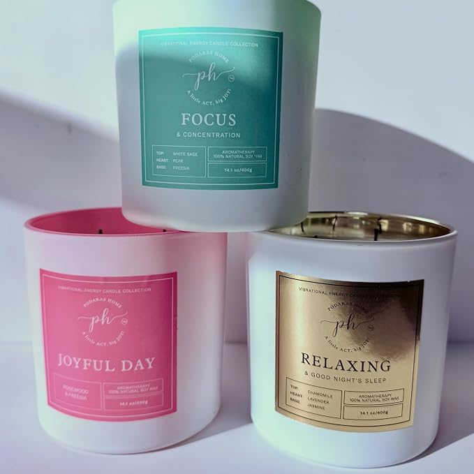 Extra Large Candle – Joyful Day | Hand-Poured Soy Candle with Freesia & Rosewood | 14.1 oz (400g) 60 Hours| Vegan, Clean Burn, Aromatherapy | Gift for Women, Self-Care