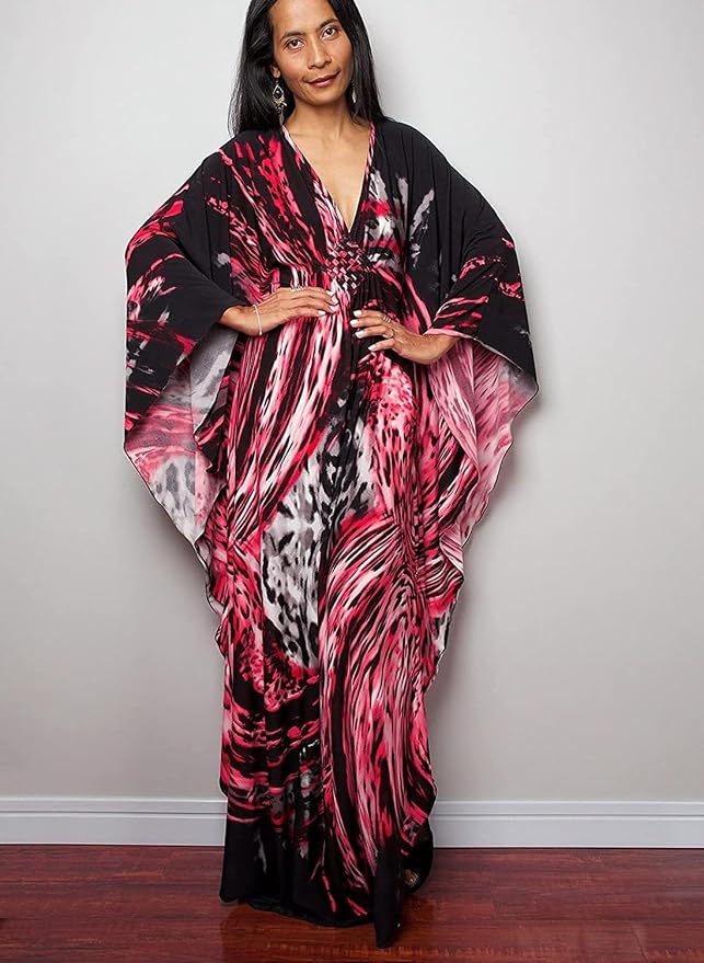Venasha Womens Caftan Floral Print Kaftan Dress Short Sleeve Swimsuit Cover up Loungewear for Summer