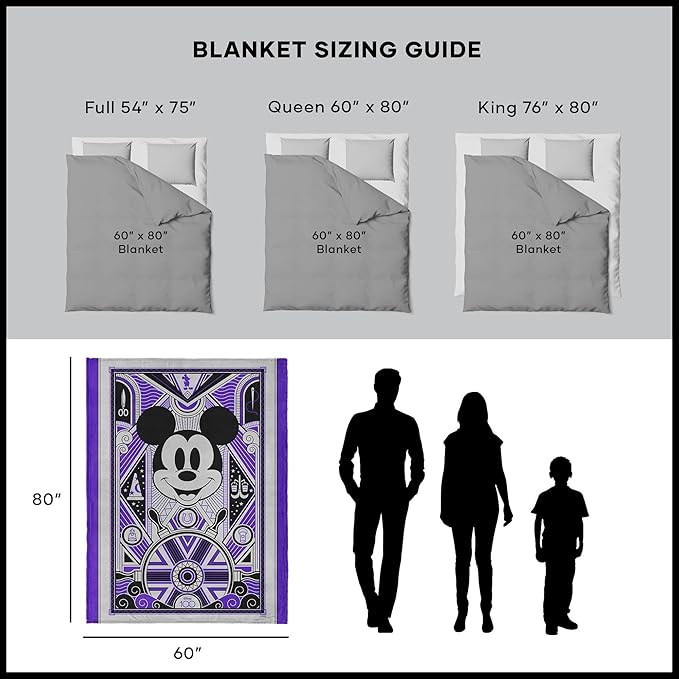 Northwest Disney 100 Silk Touch Throw Blanket, 60" x 80", Art Deco Mickey