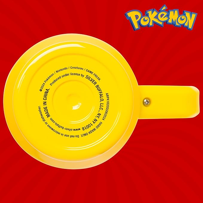 Silver Buffalo Pokémon Lightning Double Walled Stainless Steel Tumbler with Handle Featuring Pikachu, Fits in Standard Cup Holder, 40 Ounces