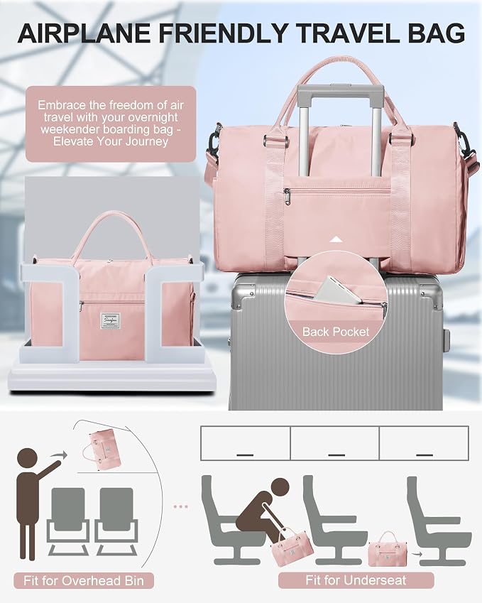Gym Bag Womens Mens with Shoes Compartment and Wet Pocket Travel Duffel Bags for Women for Plane Sport Gym Tote Bags Swimming Yoga Small Waterproof Weekend Overnight Carry on Bag Hospital Holdalls