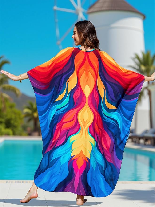 Mumu Dresses for Women Plus Size, Bohemian Kaftan Beach Cover Up Long Maxi Nightgown Soft Loungewear