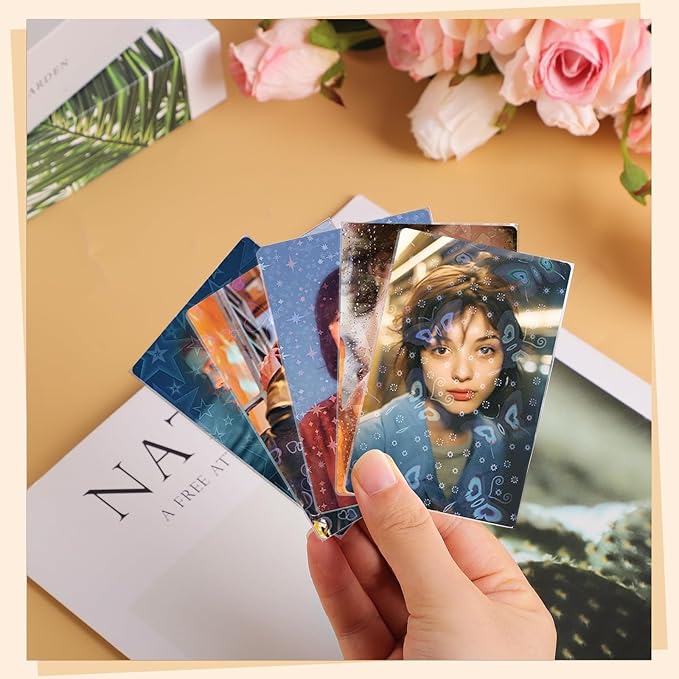 400 Pcs Kpop Photocard Sleeves 58×89mm Laser Flashing Photo Card Sleeves PVC Free & Acid Free Photocards Holder for Kpop Albums Photo Cards