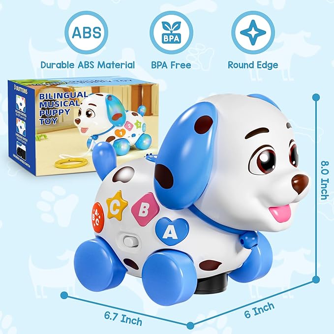 Musical Toys for 1 Year Old Boy Gifts, First 1st Birthday Girl Boy Gifts for 1 Year Old Boy Toy, Baby Toy 6-12-18 Months, Bilingual Learning Educational Puppy for 9 10 12 Months