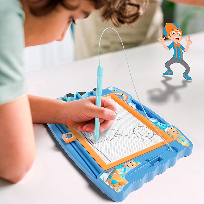 Lollipop Lolipop Blippi Magnetic Sketcher with Magnetic Pen and Stamps - Star, Heart, Triangle Shapes | Creative Drawing Pad for Kids Blippi Toys for Boys and Girls