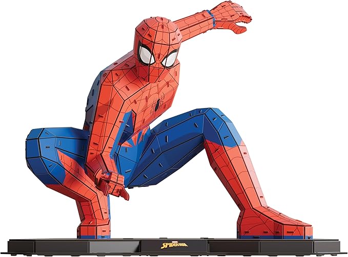 4D Build, Marvel Spider Man 3D Puzzle Model Kit Full-Body Pose, Marvel Collectibles & Desk Décor, Adult Puzzles, Building Toys, 195 Pieces, 3D Puzzles, Gift Ideas for Ages 12 & Up