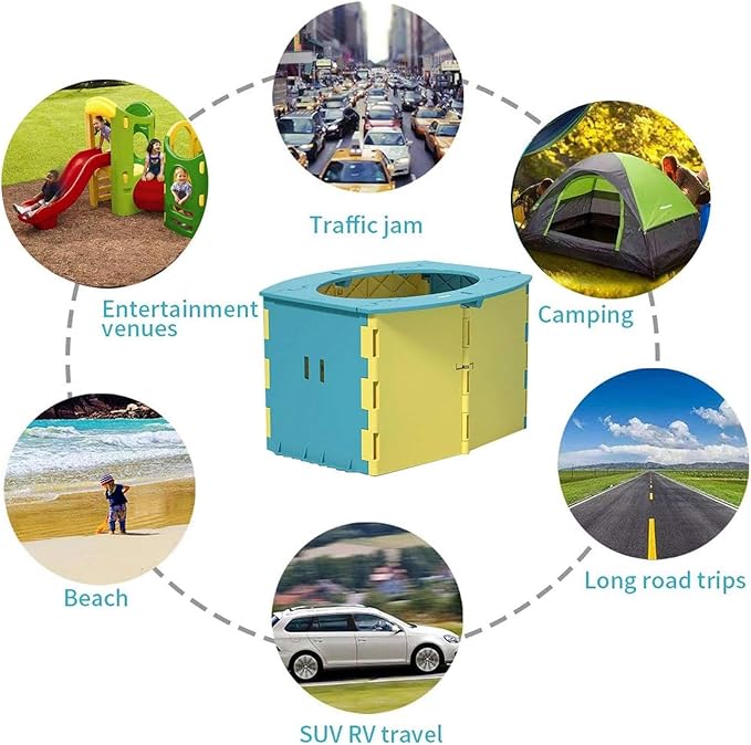 VUFVOID Travel Potty for Kids, Reusable Portable Folding Potty for Toddler, Travel Foldable Toilet for Travel Outdoor Camping, Toddler Potty Seat for Baby Training (Yellow)