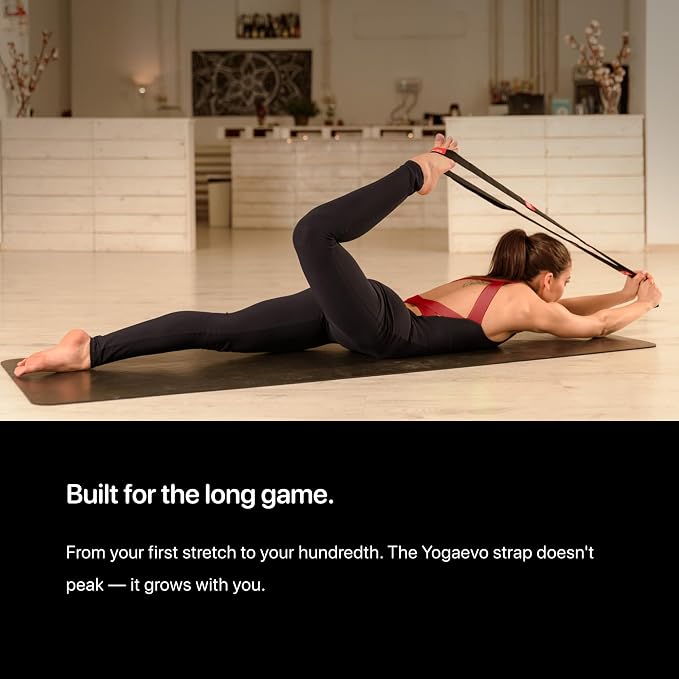 YogaEVO Stretching Strap with Loops for Physical Therapy — Yoga Strap & Resistance Band in One — Flexibility & Back Recovery — HD Video Routines Included