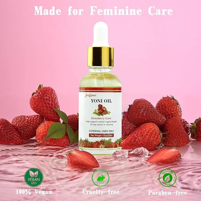 forvirness Natural Feminine Wash Yoni Wash Yoni Oil Set, Cleanse - Remove Odor - pH Balance for Women, 1 fl.oz Feminine Oil & 6.7 fl.oz Intimate Wash with Cleaning Factor - Strawberry Scent