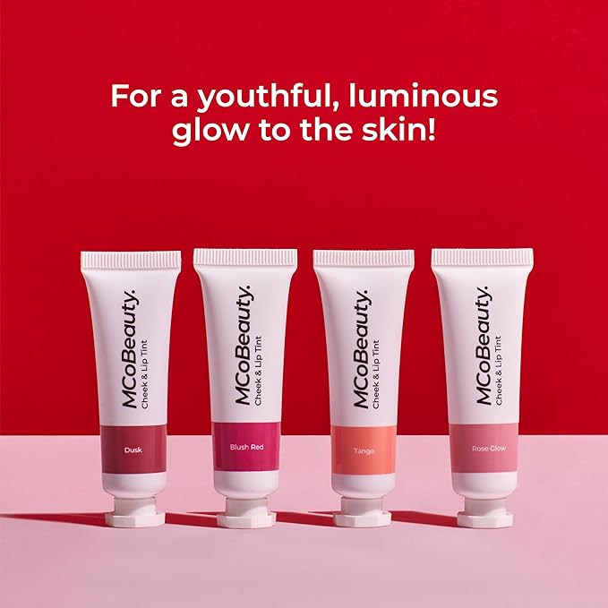 MCoBeauty - Cheek and Lip Tint - Dewy Gel-Cream Formula for Buildable Color - With a Soft Radiant Finish - Rose Glow Shade - Tinta para Labios, Liquid blush for Cheeks & Lips
