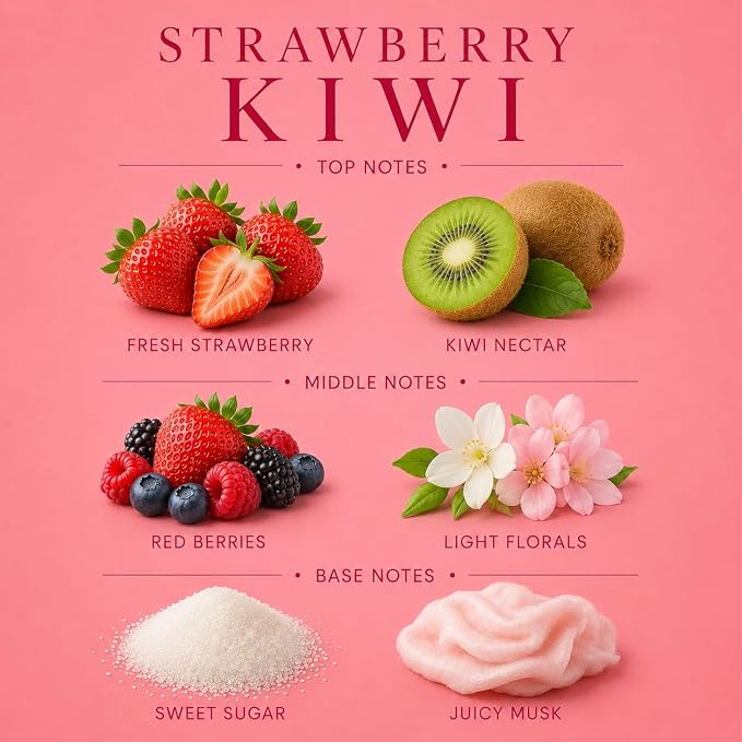Strawberry Kiwi Affinati 10 oz Scented Candle for Home – Long Lasting Fruity Soy Blend Candle with Wooden Wick, Strong Scent Throw Glass Jar Candles, Premium Clean Burning Aromatherapy Gifts