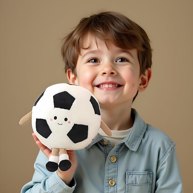 Ryttir 11 Inch Creative 3D Simulation Soccer Pillow,Fluffy Cars Pillow Football Toy Outdoor Cushions for Ball Owners,Clever Boy's and Girl's Room Decor
