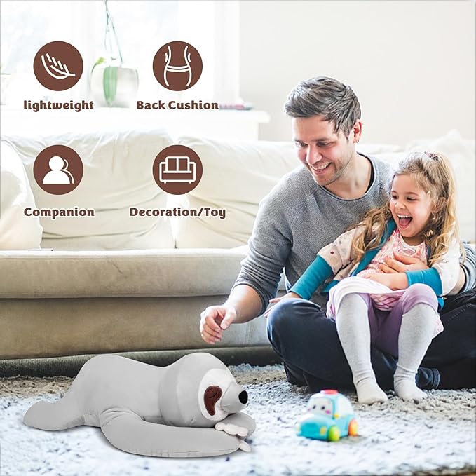 My OLi 18'' Sloth Stuffed Animal Pillow Plush Toy Cuddle Pillow Plushies Stuffed Sloth Plush Pillow Soft Hugging Pillow Plush Toys Gift for Kids Adults