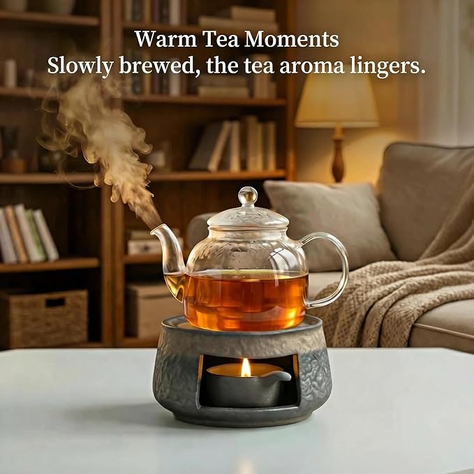 Zen Incense Burner Kit,Ceramic Aromatherapy Burner for Cedar Essential Oil Burner,Tea Light Teapot Warmer Candle Holder for Home Office Meditation Relaxation Decor
