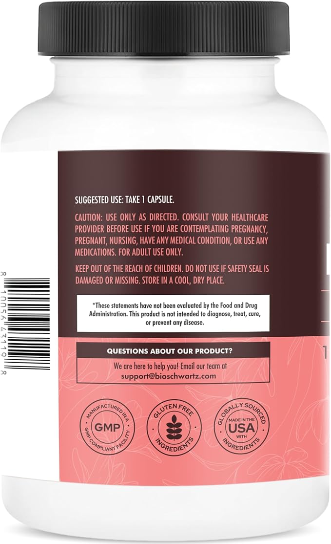 BioSchwartz Vaginal Probiotics for Women Supplement with Prebiotics Lactobacillus Crispatus - Supports Women's Health by Promoting Healthy Vaginal Odor, Flora, PH Balance - 30 Day Supply, 30 Capsules