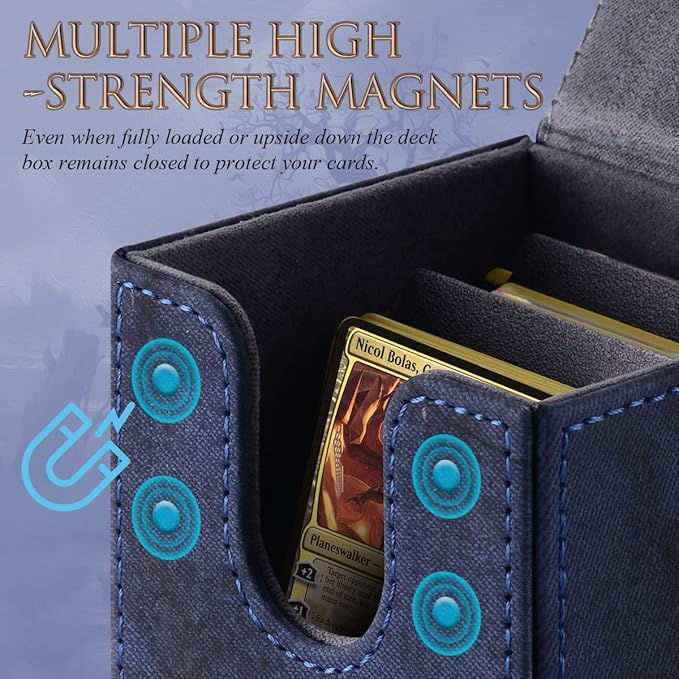 tombert 150+ Premium Deck Box for MTG, PTCG, Large Capacity with 2 Dividers, Fits 150+ Sleeved Cards TCG Trading Card Games (Purple)