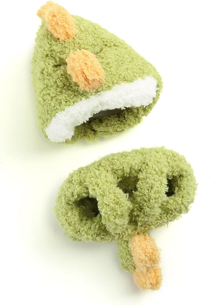 Plush Doll Clothes for Labubu - Cute Animal 17cm Doll Clothing, Premium Doll Accessories Clothes for Collectors or Display - Kawaii Cloudy Velvet Green Dinosaur Costume (No Dolls)