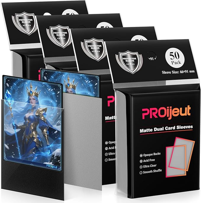 200 Pack Card Sleeves, Matte Dual Trading Card Sleeves with Opaque Back & Smooth Shuffle, Tear Resistant Card Protectors for MTG, TCG and Game Cards (Justice Silver)