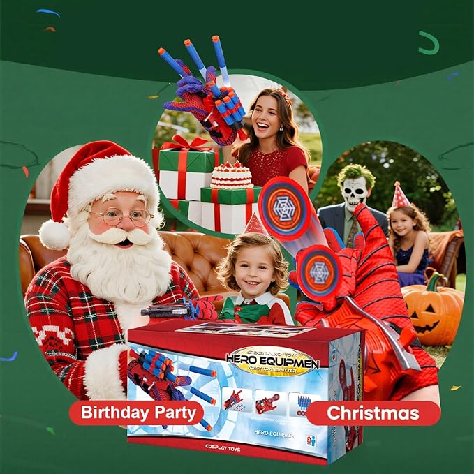 3 Sets Spider Web Shooters, Superhero Toys, Spider Web Plastic Launcher Glove with Wrist Toy Set, Safe Outdoor Action Toys for Boys and Girls-4 Years and Up, AllSaints'Day Christmas Birthday Party