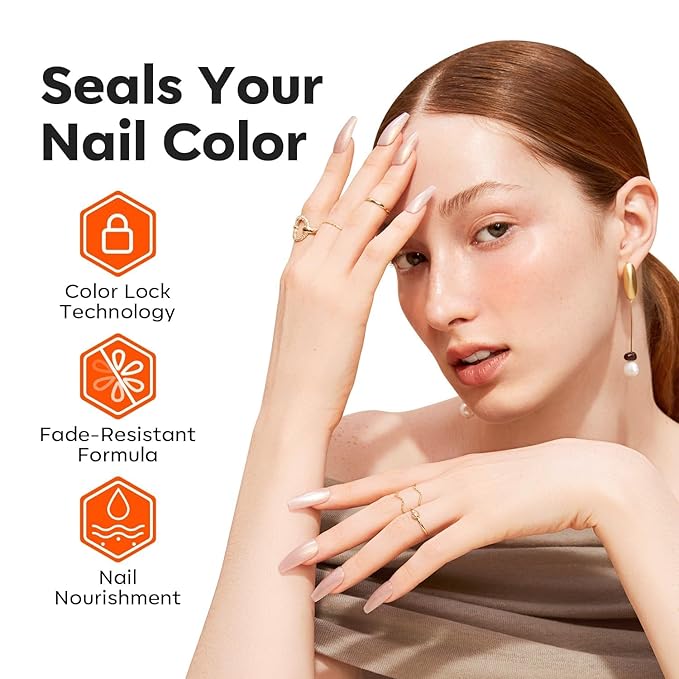 modelones Nail Polish Top Coat Base Coat 3-in-One, 15 Ml Clear Nail Strengthener Quick Dry Long Lasting Shine Chip Fade Resistant Nails Protect Care Gifts for Women