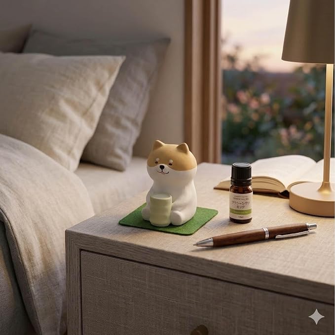 Passive Stone Diffuser, Cute Animal Series Aromatherapy Oil Diffuser for Tabletop Decor (1, Leisurely Shiba)