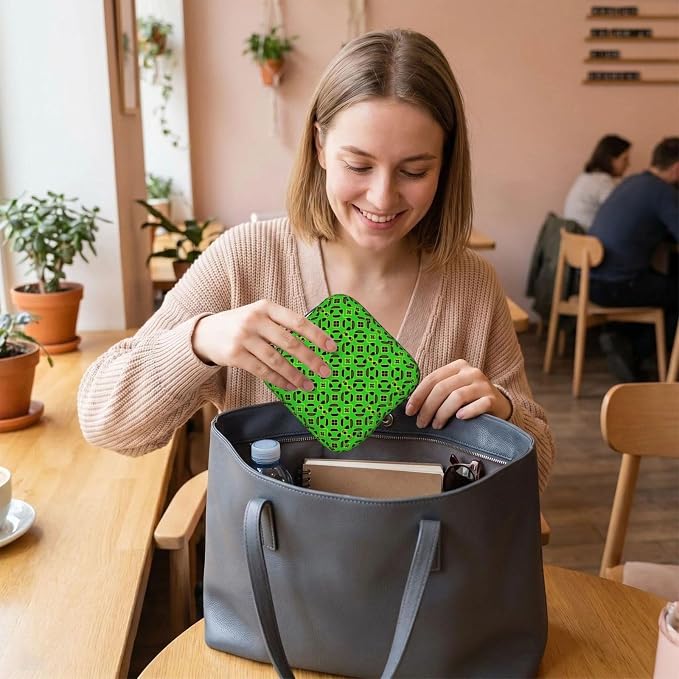 Space Saving Menstrual Pouch Abstract Jamaica Jamaican Flag, Flexible Foldable Design, Discreet Storage Bag for Period Accessories Travel Commute
