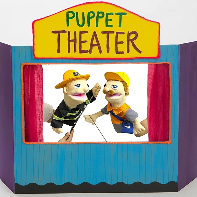 16" Puppets Entriloquist Puppet,Hand Puppets for Kids Plush Postman Puppets for Adults with Removable Mouth Puppet for Kids Ages 4-8,Hand Puppet for Adults with Scalable Puppet Control Rod