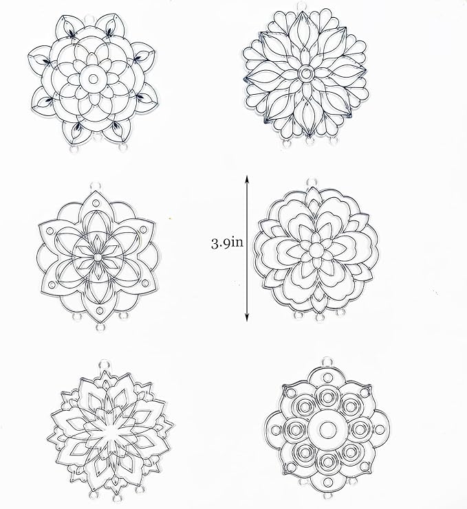 Ayhuhra 30 Sets Mandala Suncatchers Wind Chimes Craft Kits DIY Window Art Suncatcher Mandala Flower Craft Art Kit for Spring Summer Party Activities Art Project Party Favors