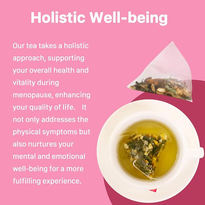 Auranic Menopause Support Herbal Tea - Natural Hormone Balance for Women, Relief for Women Multi-Symptom with Alleviates Hot Flashes, Night Sweats & Mood Swings, Menopause Comfort Teabags