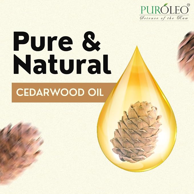 PUROLEO Cedarwood Essential Oil 4 Fl Oz/120 ML (Packed in Canada) 100% Pure & Natural Cedarwood Oil for Aromatherapy, Relaxation, and Skin Care - Cedarwood Oil for Diffuser