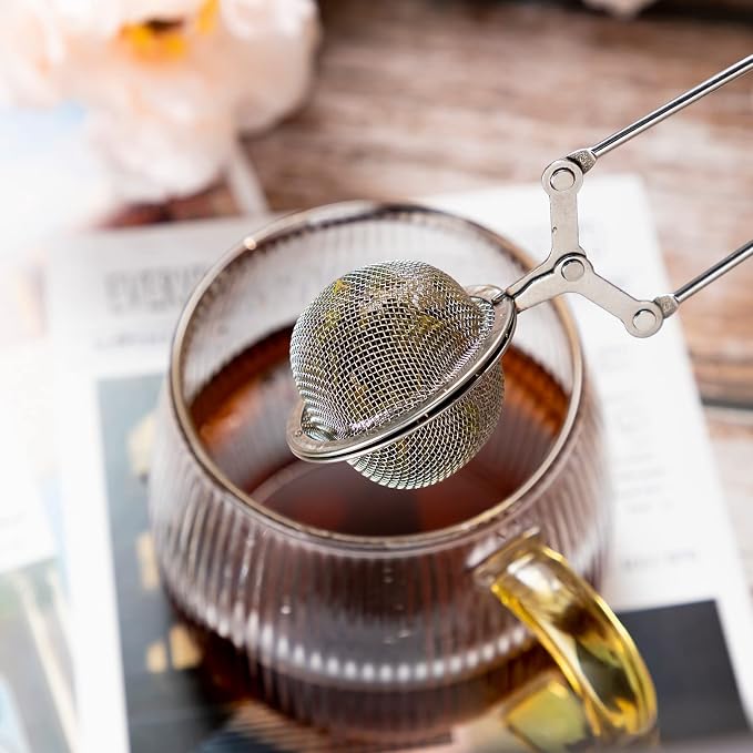 Yinder Loose Leaf Tea Infuser Stainless Steel Mesh Snap Tea Ball Strainers with Handle Metal(Silver)