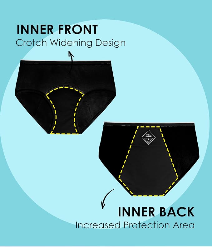 YESWEL Teen Girls Period Underwear, Menstrual Leak-Proof Heavy Flow Absorbency Washable Protective Cotton Panties 4 Pack