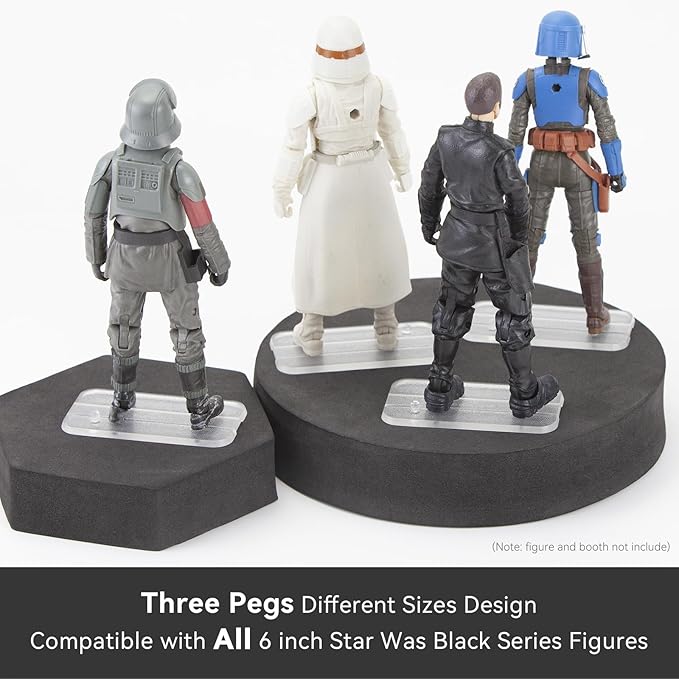 32 Pieces Plastic Action Figure Display Stand Base ,Multi-PEG Model Support Stand Compatible with 6 inch Star Wars Black Series Figure Toy (32PCS-Clear-Square)