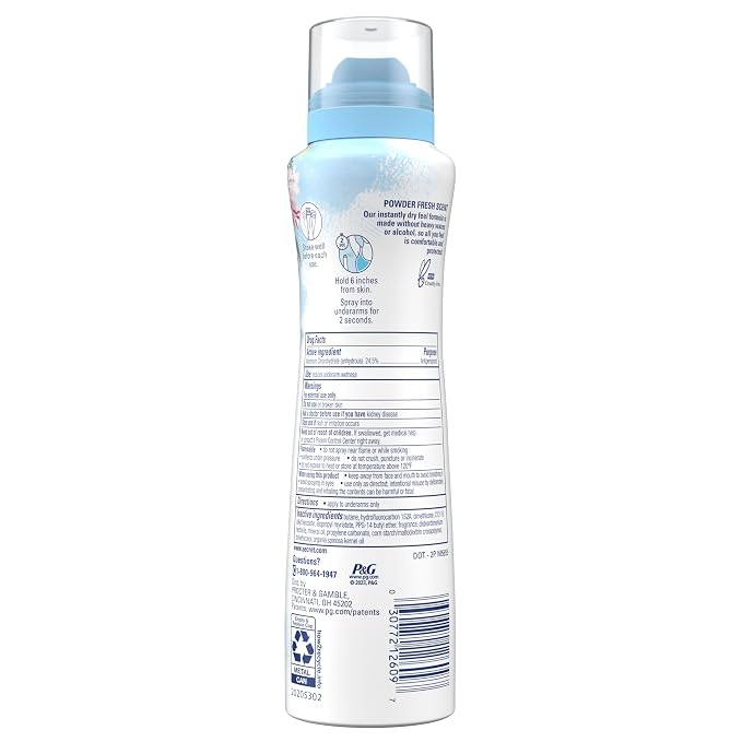 Secret Dry Spray Antiperspirant Deodorant for Women, 48hr Weightless Sweat & Odor Protection, Gentle on Skin, Powder Fresh Scent, 4.1 oz (Pack of 3)
