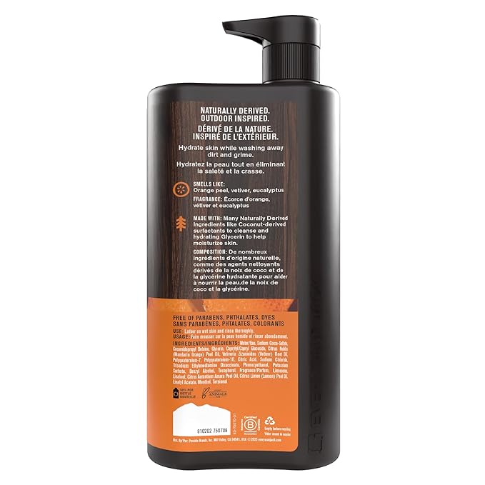 Every Man Jack Citrus + Eucalyptus Mens Body Wash for All Skin Types - Cleanse, Hydrate, and Smell Great - Free of Parabens, Phtalates, and Dyes - 33.8 fl oz (2 Pack)