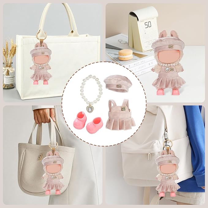 Cute Clothes for Doll Design Outfit Blind Mystery Box Accessories Mini La Boo-Boo Blah Bu Bu BuLafufu Ropa Plush Toy Stuff Dress Overalls Pajamas Hoodie Pink Suit