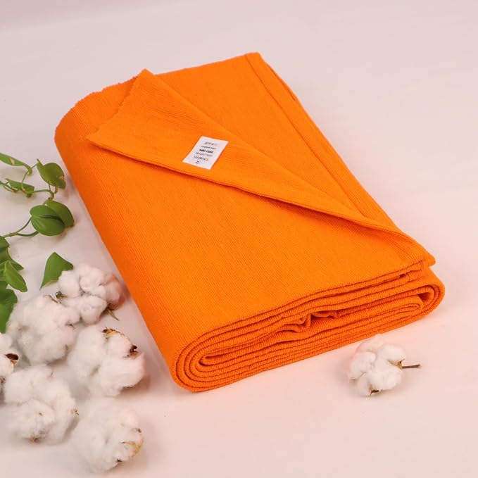 Yogikuti Iyengar Cotton Yoga Blanket Set of One – Thick Handwoven Yoga Blankets for Restorative Yoga, Meditation & Pranayama – Premium Cotton Yoga Blanket for Support & Comfort in Pranayama (Orange)
