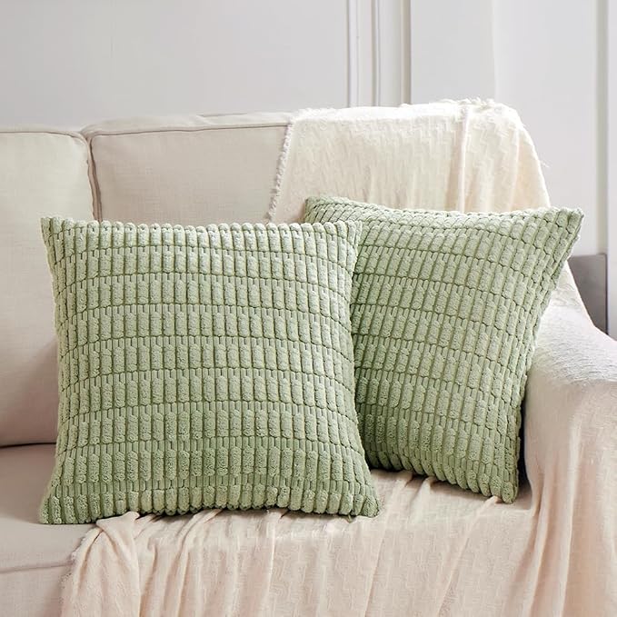 Fancy Homi 4 Packs Decorative Throw Pillow Covers for Living Room Couch Bed, Modern Farmhouse Boho Home Décor Accent Cushion Case, 20" x 20", Sage Green
