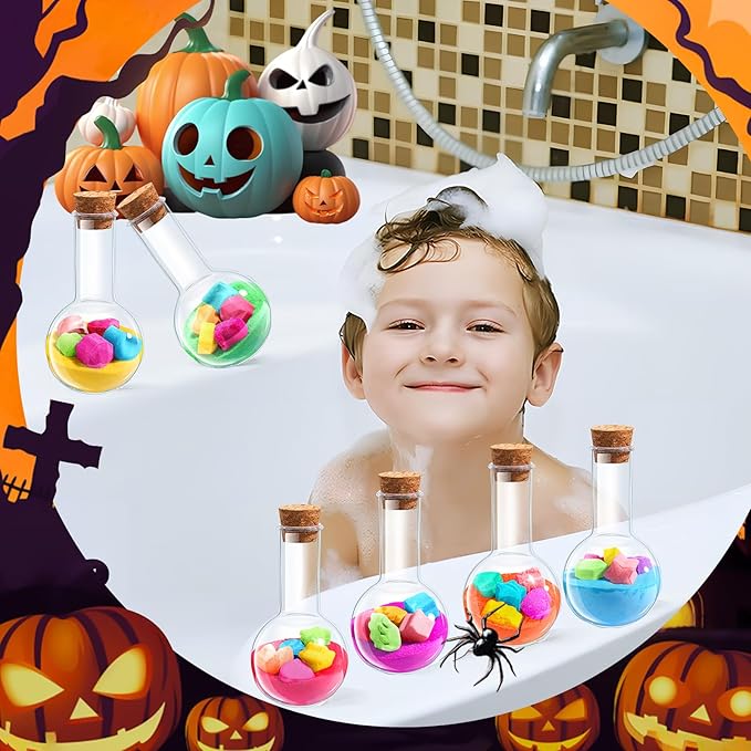 MeCids Magic Potion Bubble Bath Bombs for Kids -Bath Color Tablets Bath Potions for Toddlers Ages 4-12 Fun Science Kit Gift for Birthday, Halloween,Christmas- 6 Pack (Shaped Gems & Stars)